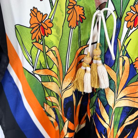 NEW NWT $99 CHICO'S Medium 0/1 Tropical Wearable Art Kimono Shirt Top Beach - Picture 5 of 9